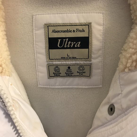 abercrombie fitch Women Large White Puffer Coat Jacket Parka - Picture 3 of 8